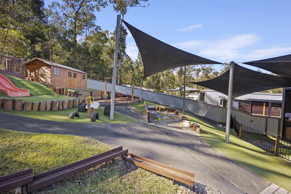 Shade sails over the play areas